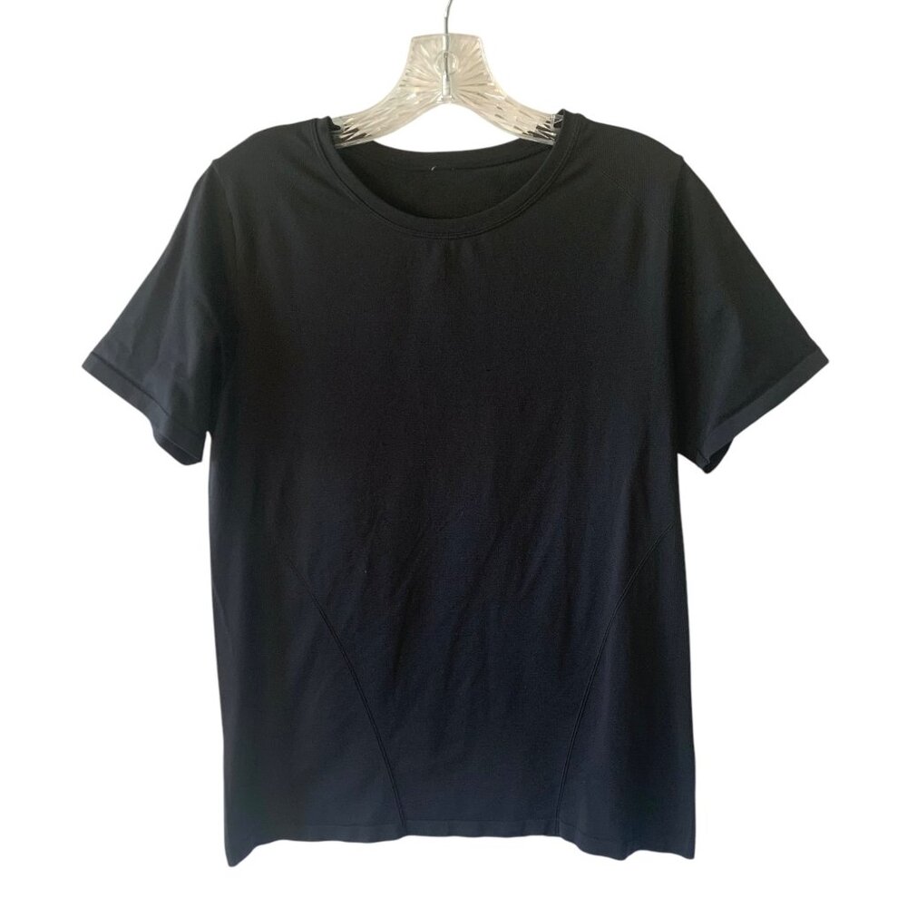 Fabletics Solid Black Short Sleeve Seamless Crewn… - image 1